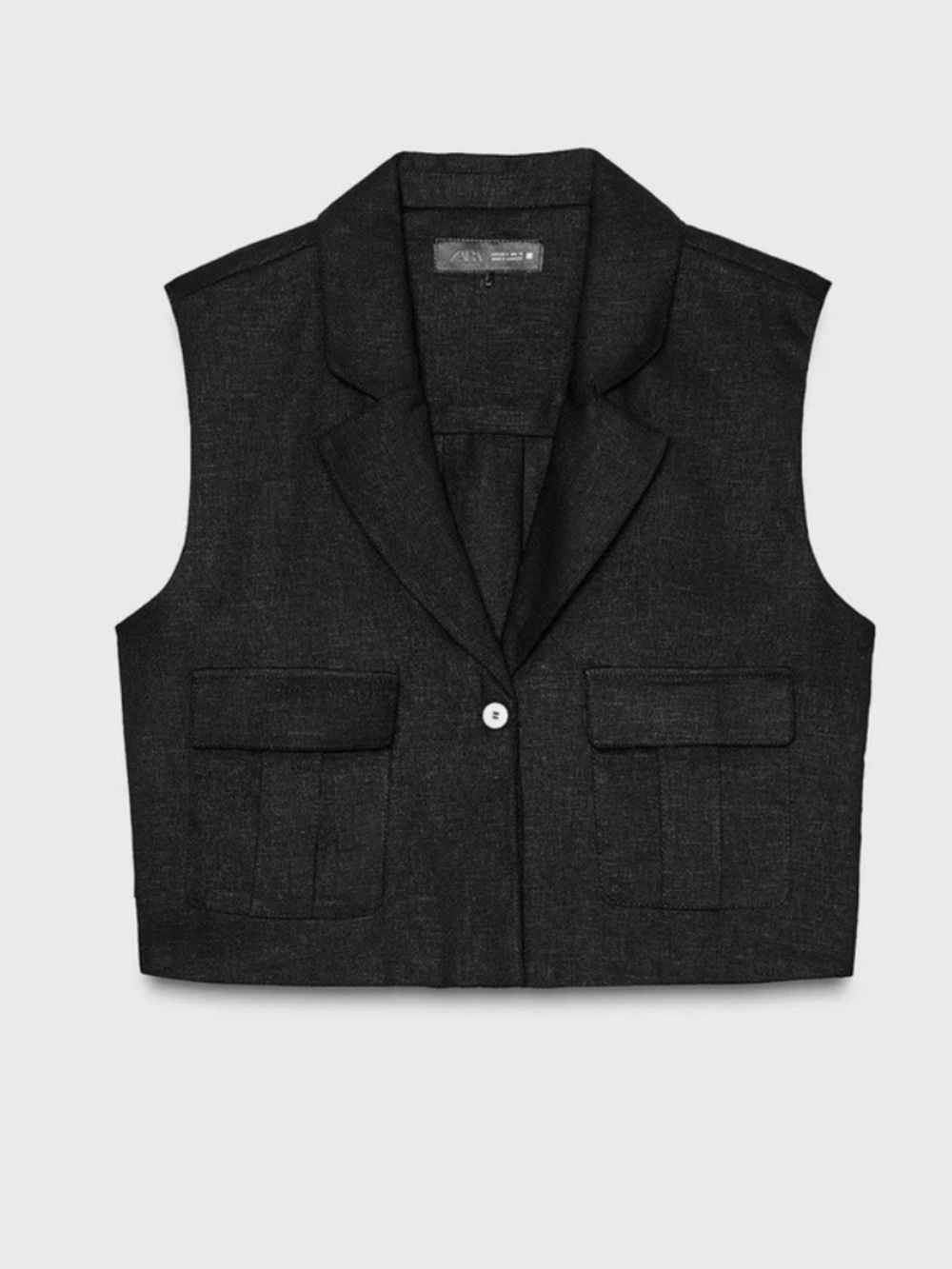 Zara Black Cropped Vest Blazer
